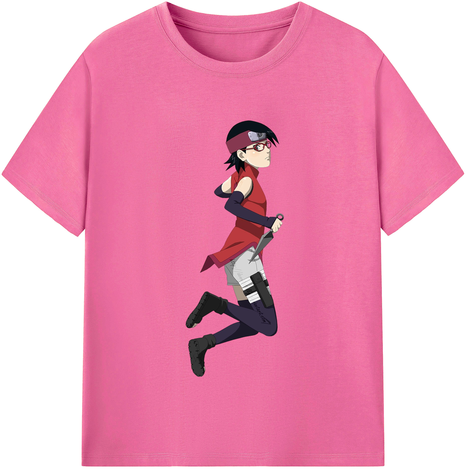 （画像用） NARUTO -ナルト- うちは サラダ Uchiha Sarada レディースカジュアルプリントTシャツ（綿100％）